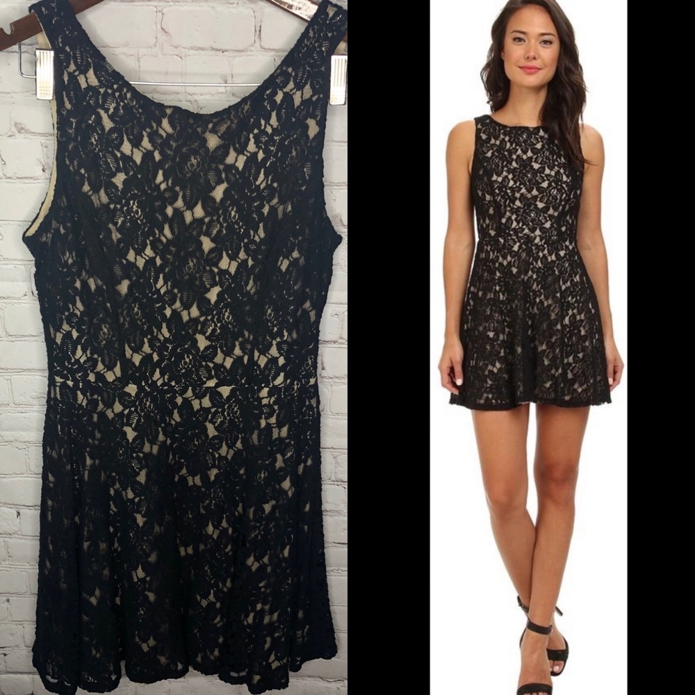 Gabriella Rocha Black Lace Overlay Cocktail Dress